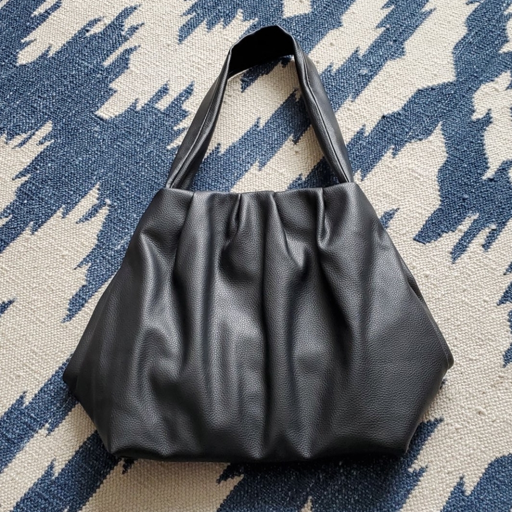 ZARA | Black Leather Soft Shopper Bag w/ Knot